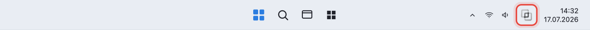 Windows taskbar with the Cropy.it icon in the notification area on the right